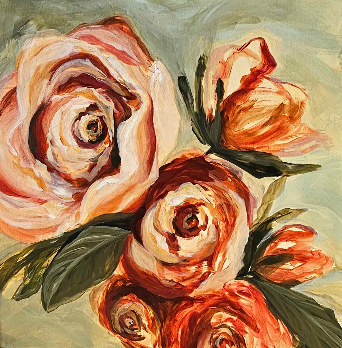 The Heritage Collection #10 Rose Flower Painting by Zoe White _ Acrylic on canvas