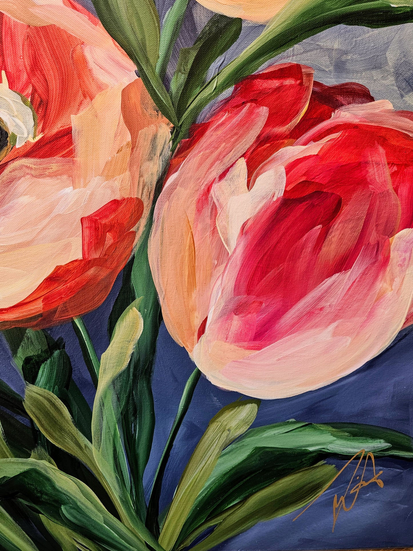 Embrace _ Tulip Flower Painting by Zoe White _ Acrylic on canvas