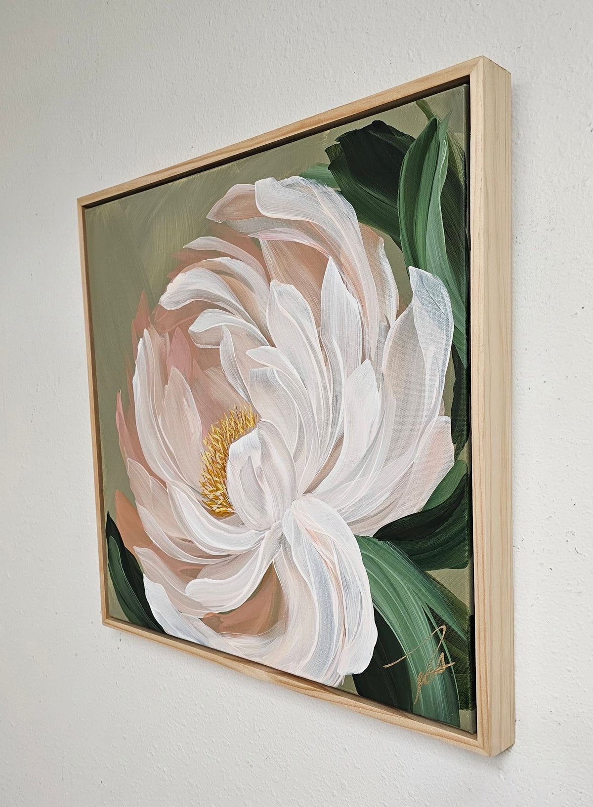 "New Chapter" #1 Peony Flower Painting by Zoe White _ Acrylic on canvas
