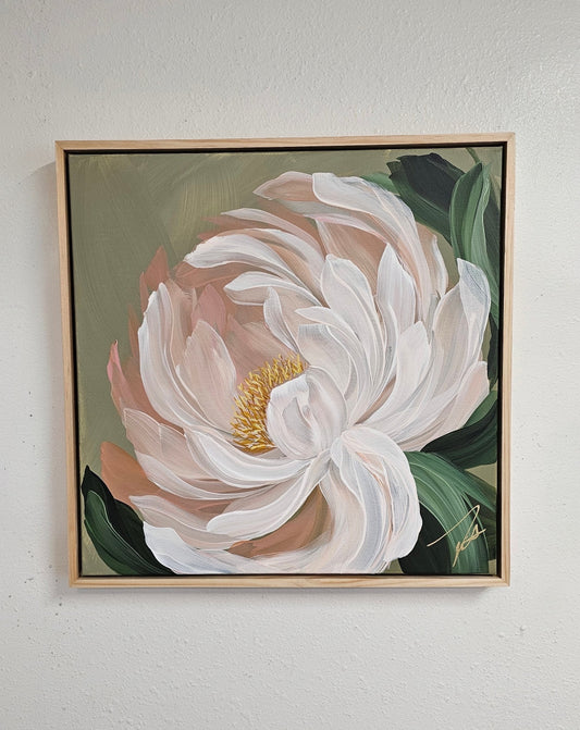 "New Chapter" #1 Peony Flower Painting by Zoe White _ Acrylic on canvas