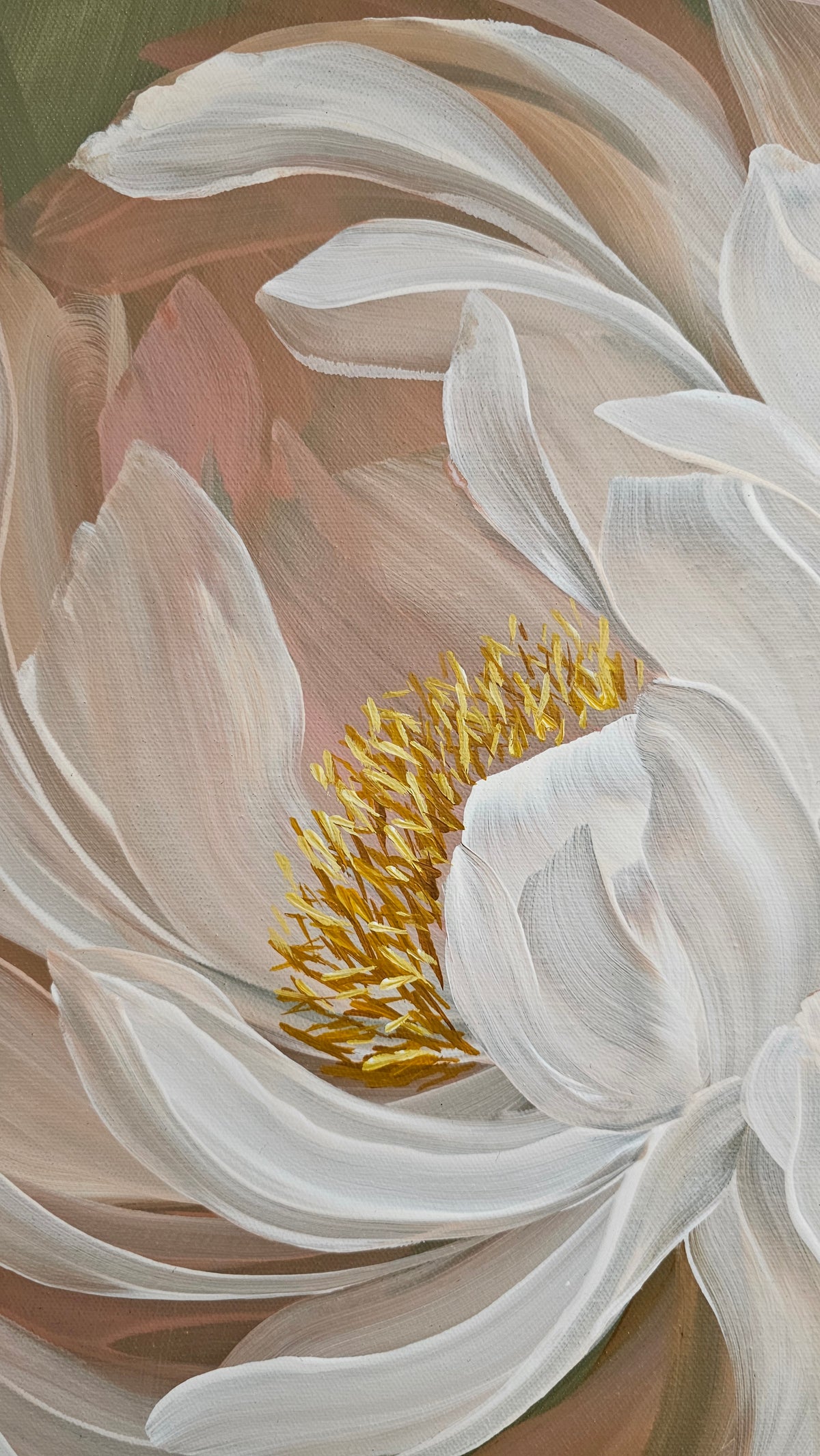 "New Chapter" #1 Peony Flower Painting by Zoe White _ Acrylic on canvas