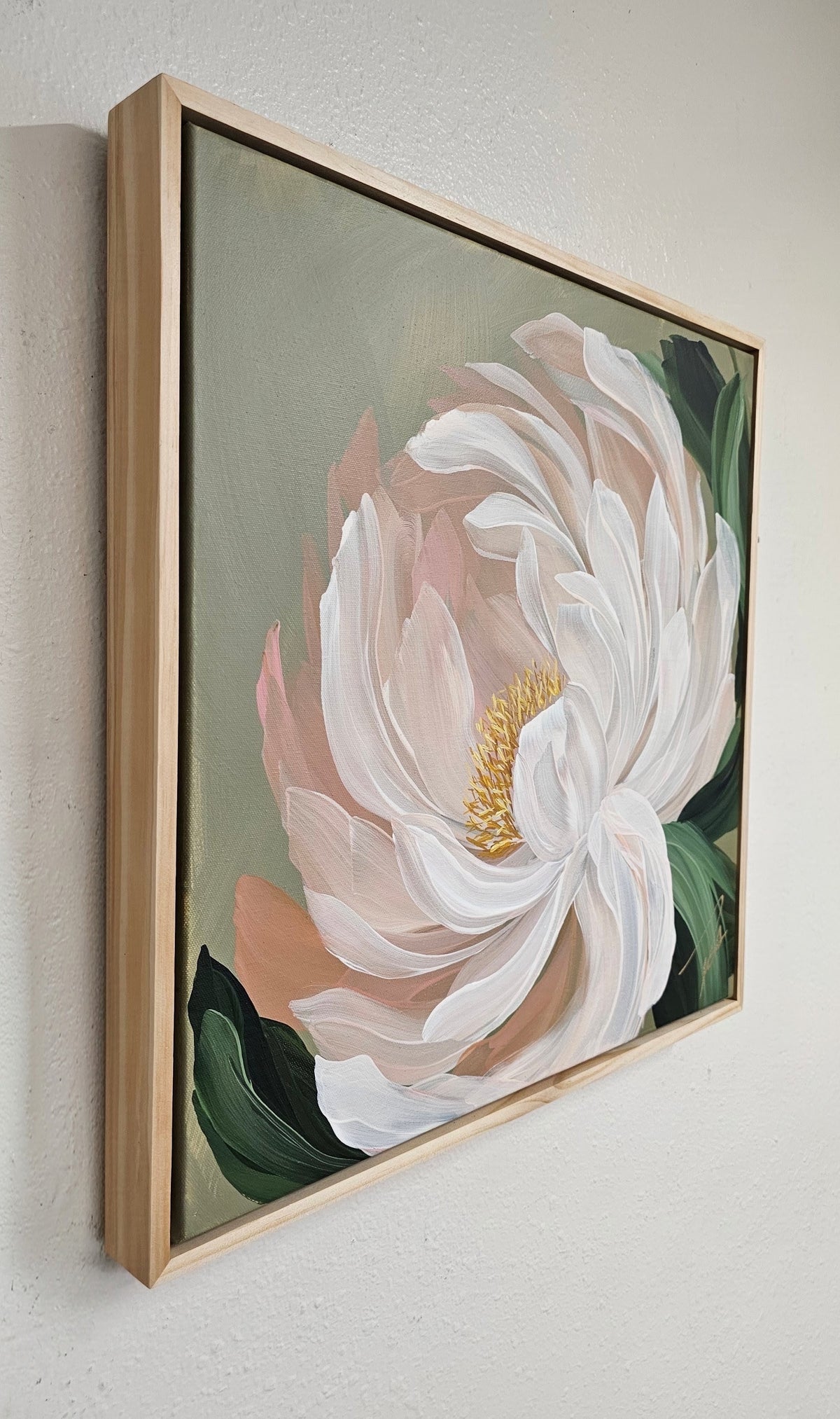 "New Chapter" #1 Peony Flower Painting by Zoe White _ Acrylic on canvas