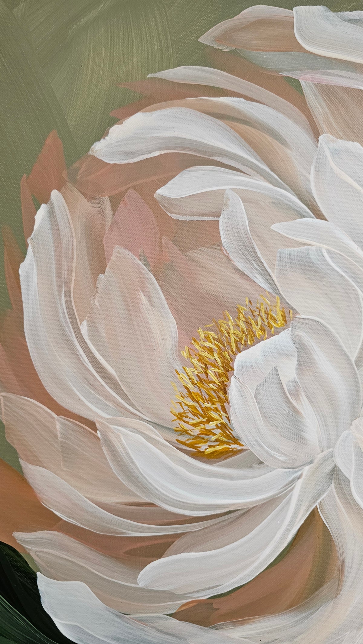 "New Chapter" #1 Peony Flower Painting by Zoe White _ Acrylic on canvas