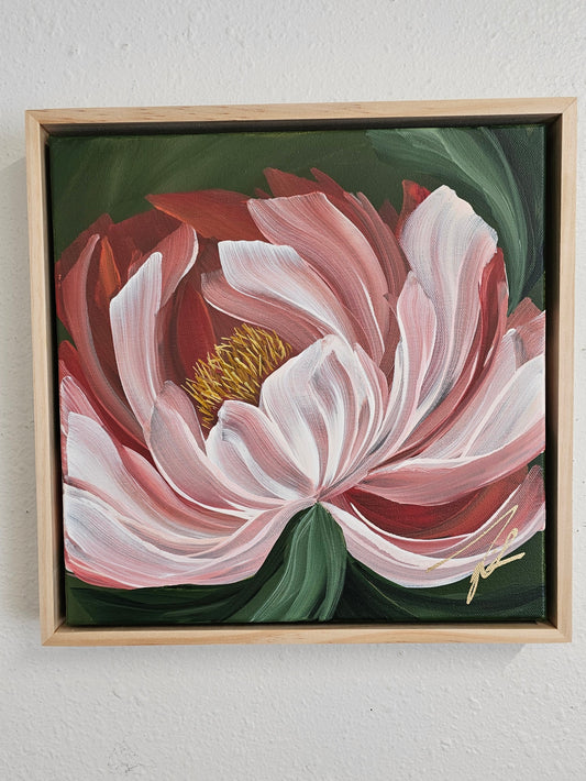 "New Chapter" 2 _ 12x12 Peony Flower Painting by Zoe White _ Acrylic on canvas