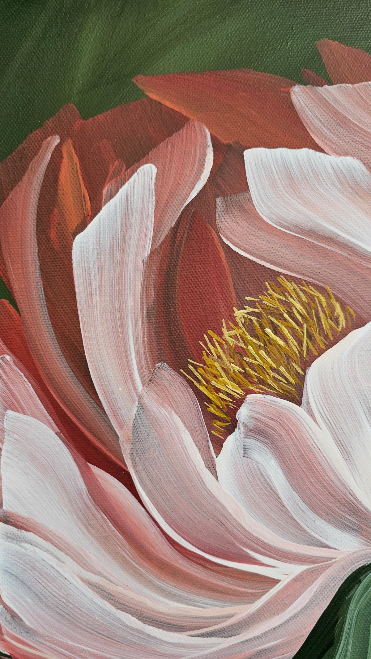 "New Chapter" 2 _ 12x12 Peony Flower Painting by Zoe White _ Acrylic on canvas