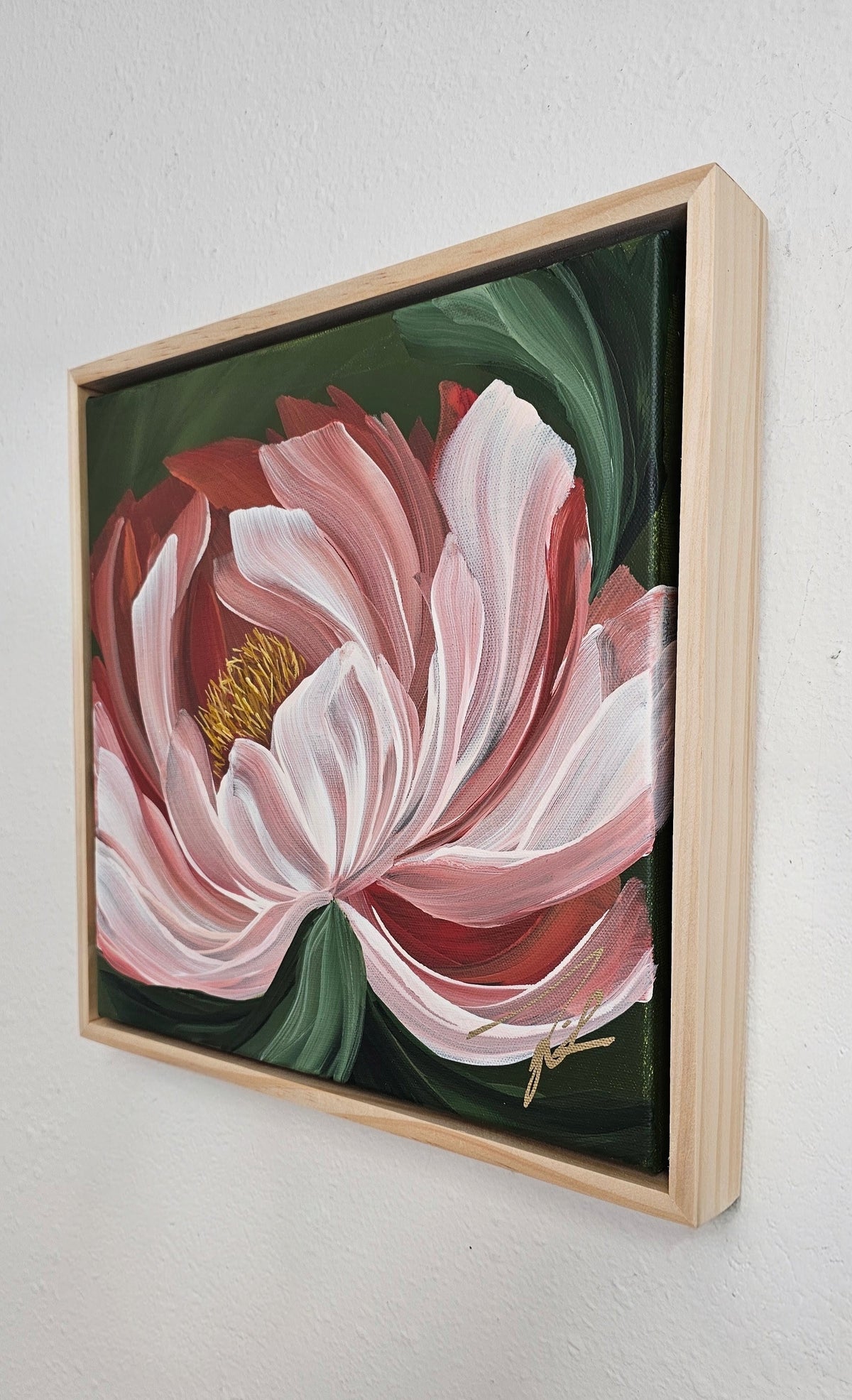 "New Chapter" 2 _ 12x12 Peony Flower Painting by Zoe White _ Acrylic on canvas