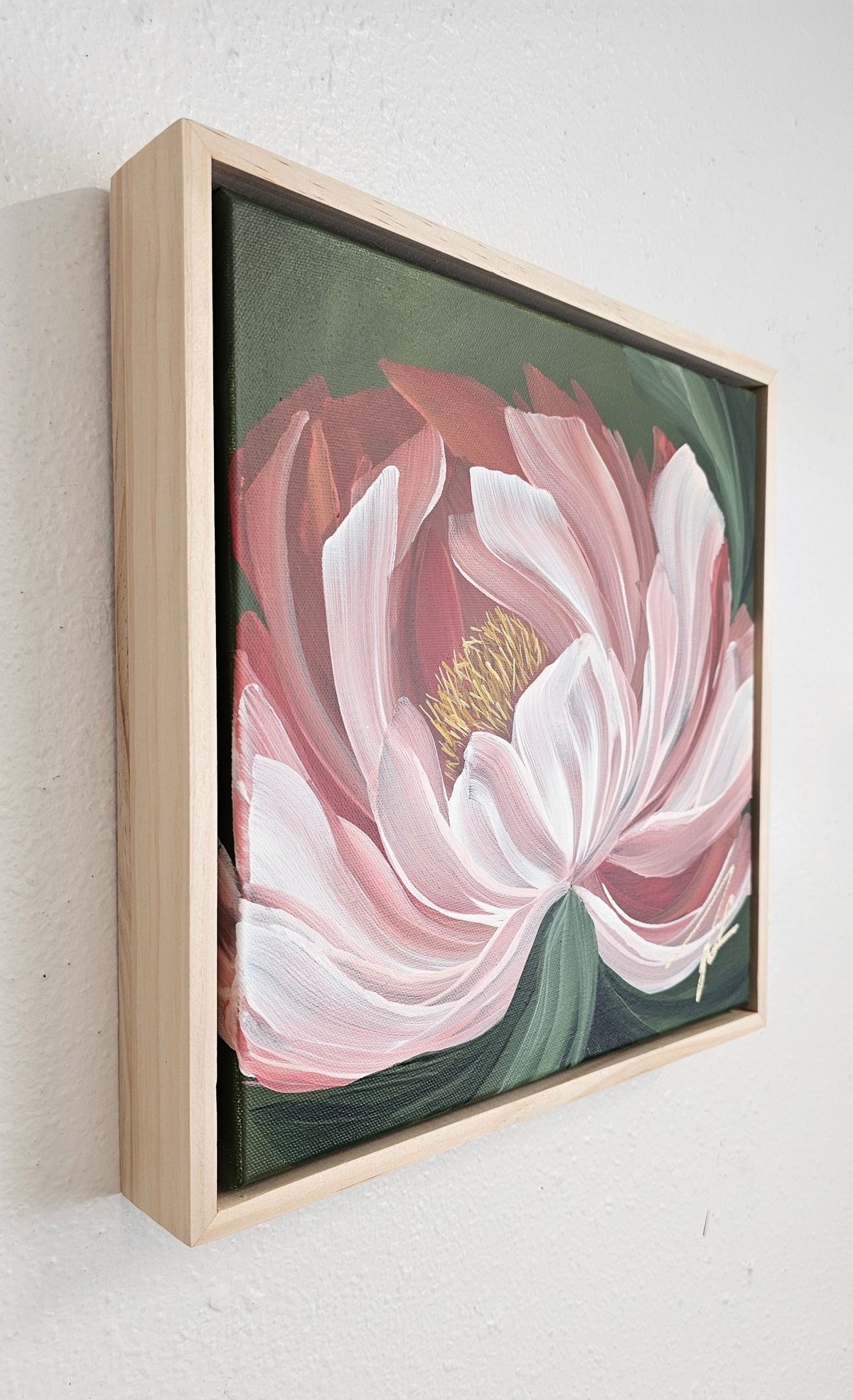 "New Chapter" 2 _ 12x12 Peony Flower Painting by Zoe White _ Acrylic on canvas