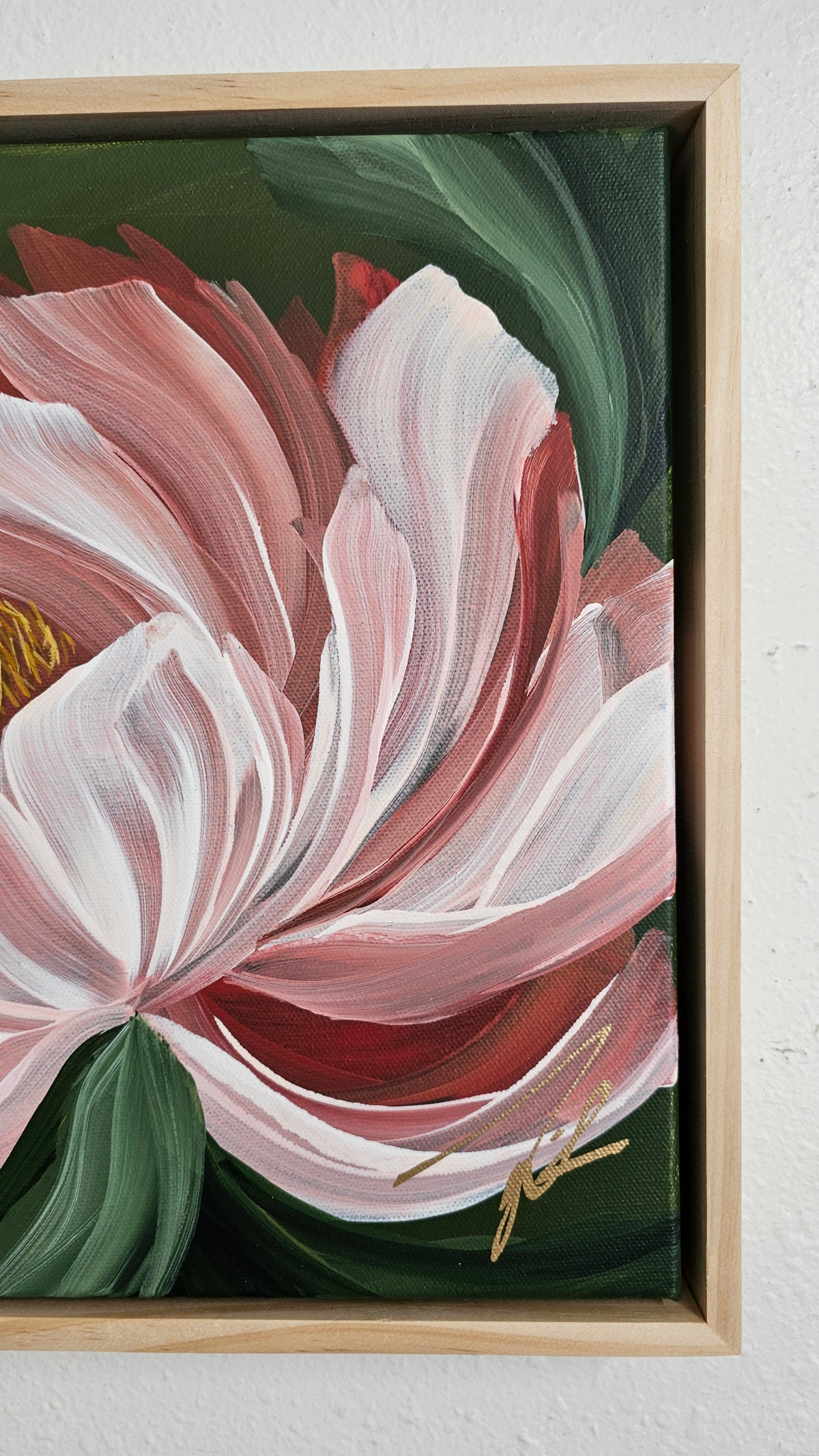 "New Chapter" 2 _ 12x12 Peony Flower Painting by Zoe White _ Acrylic on canvas