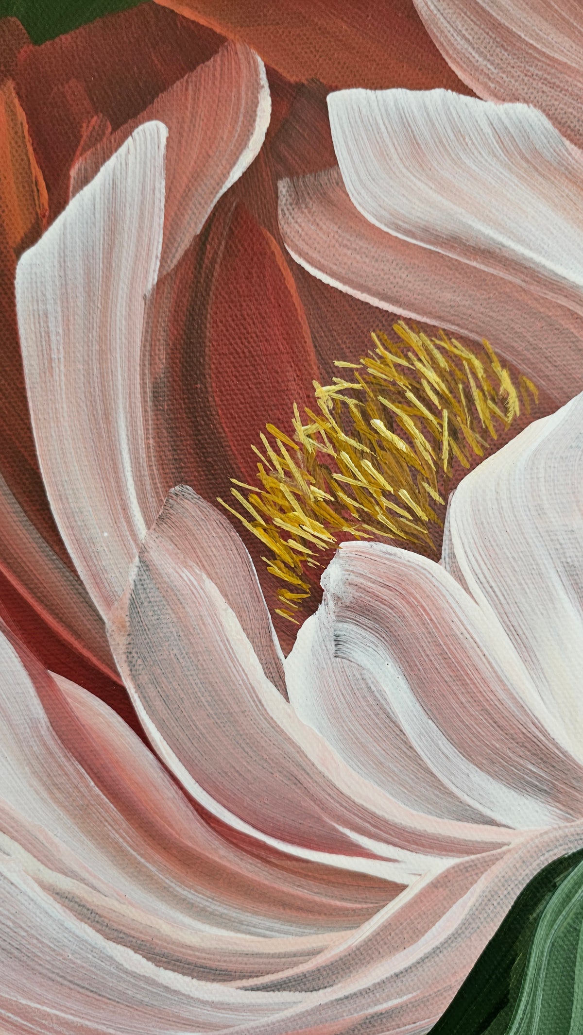 "New Chapter" 2 _ 12x12 Peony Flower Painting by Zoe White _ Acrylic on canvas