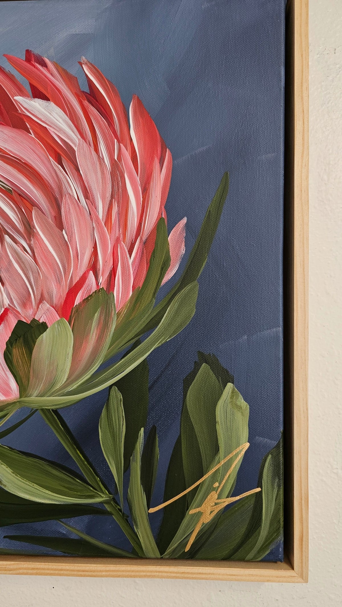 "Radiant" #1  Protea Flower Painting by Zoe White _ Acrylic on canvas