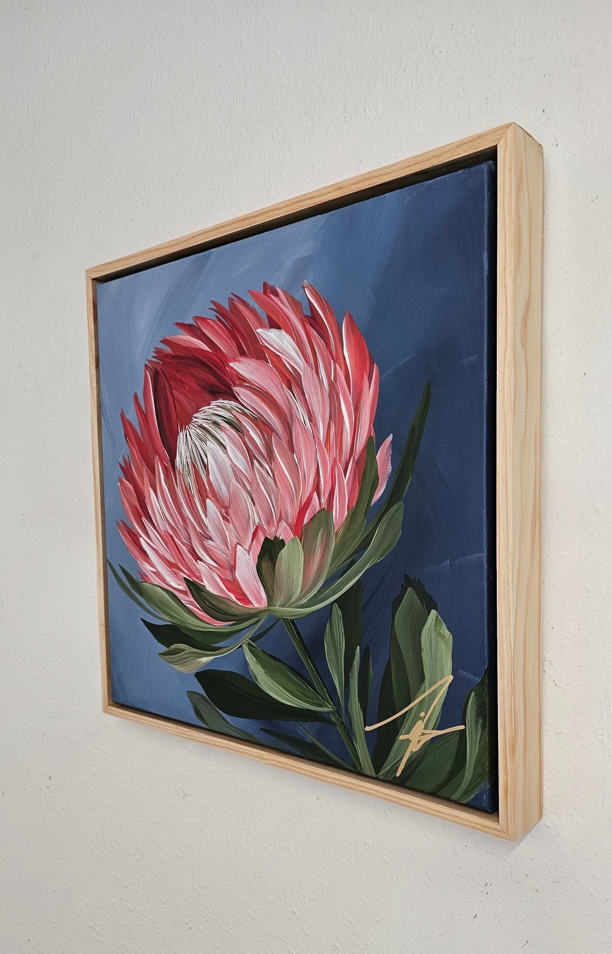 "Radiant" #1  Protea Flower Painting by Zoe White _ Acrylic on canvas