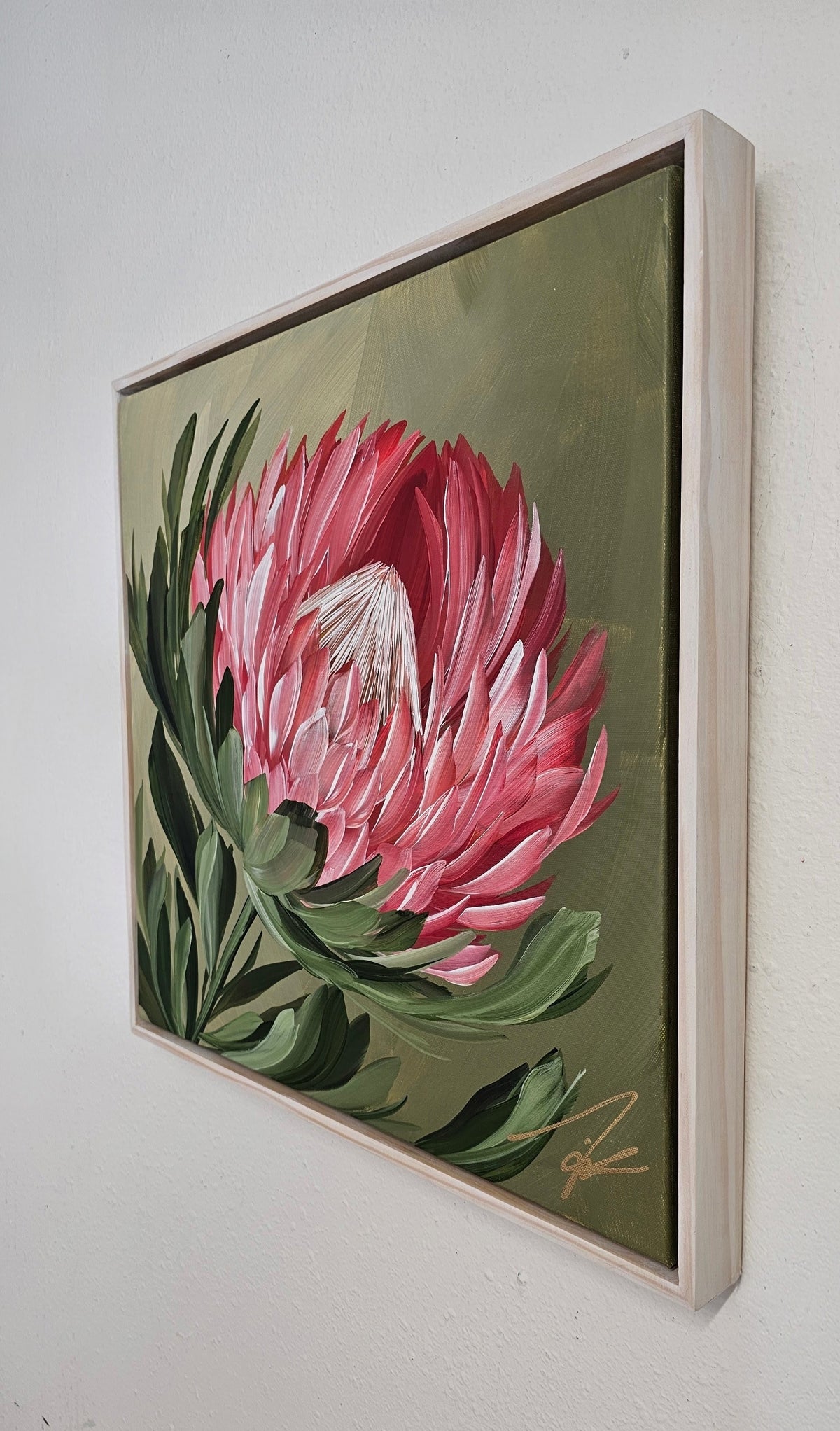 "Radiant" #5  Protea Flower Painting by Zoe White _ Acrylic on canvas