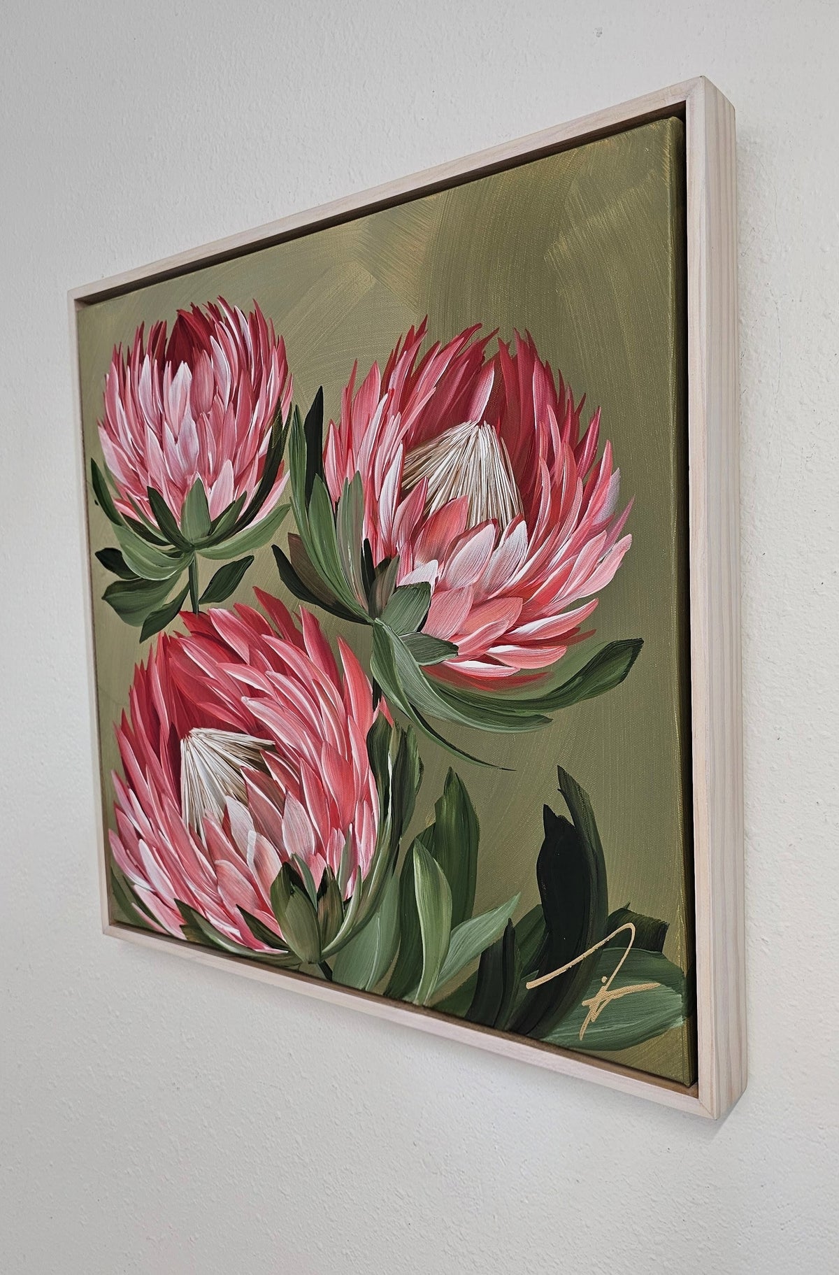 "Radiant" #6  Protea Flower Painting by Zoe White _ Acrylic on canvas