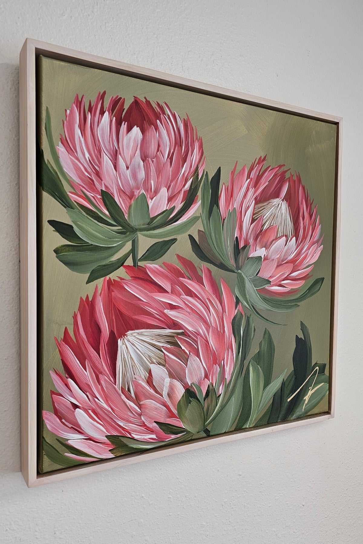 "Radiant" #6  Protea Flower Painting by Zoe White _ Acrylic on canvas