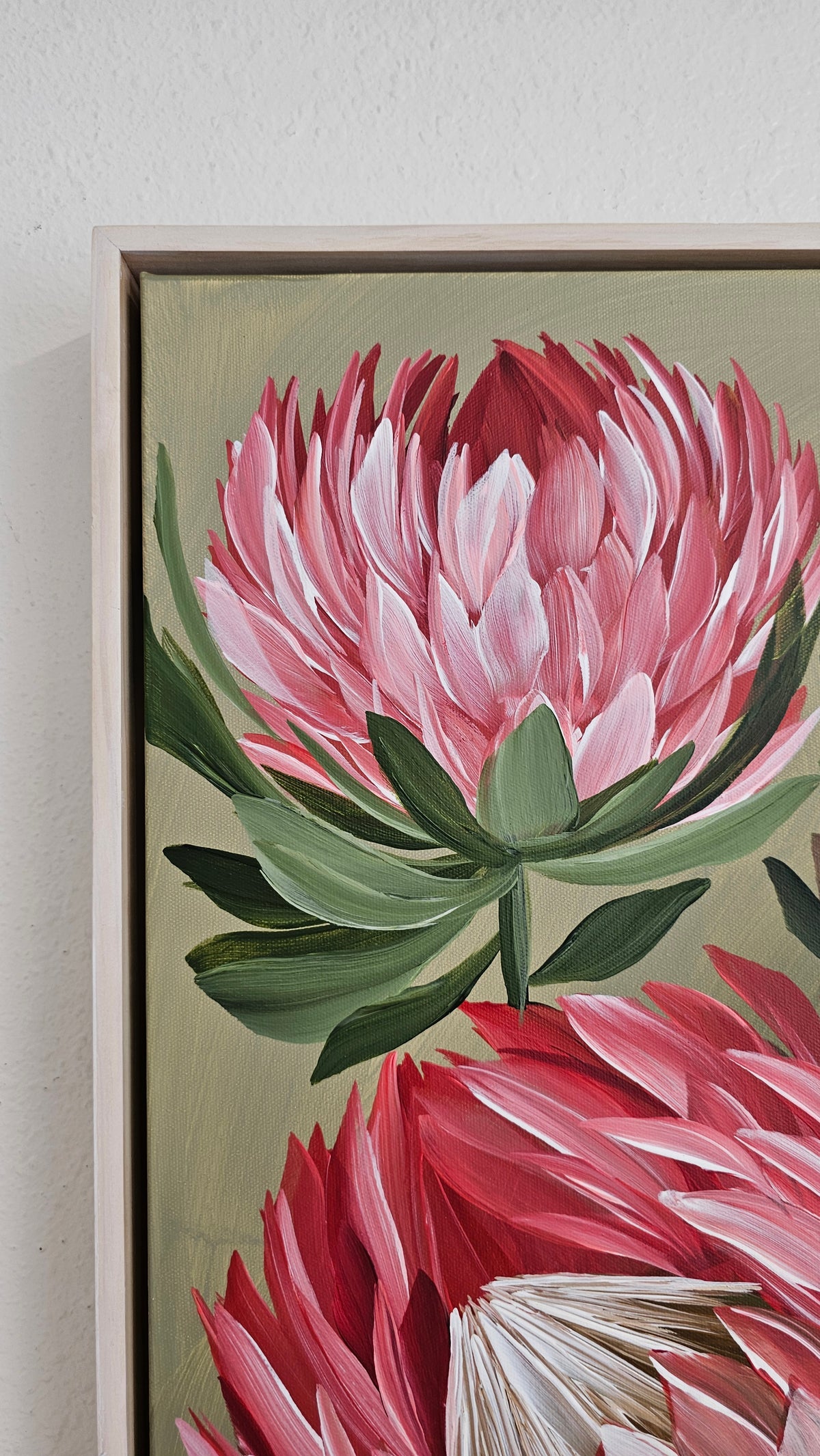 "Radiant" #6  Protea Flower Painting by Zoe White _ Acrylic on canvas