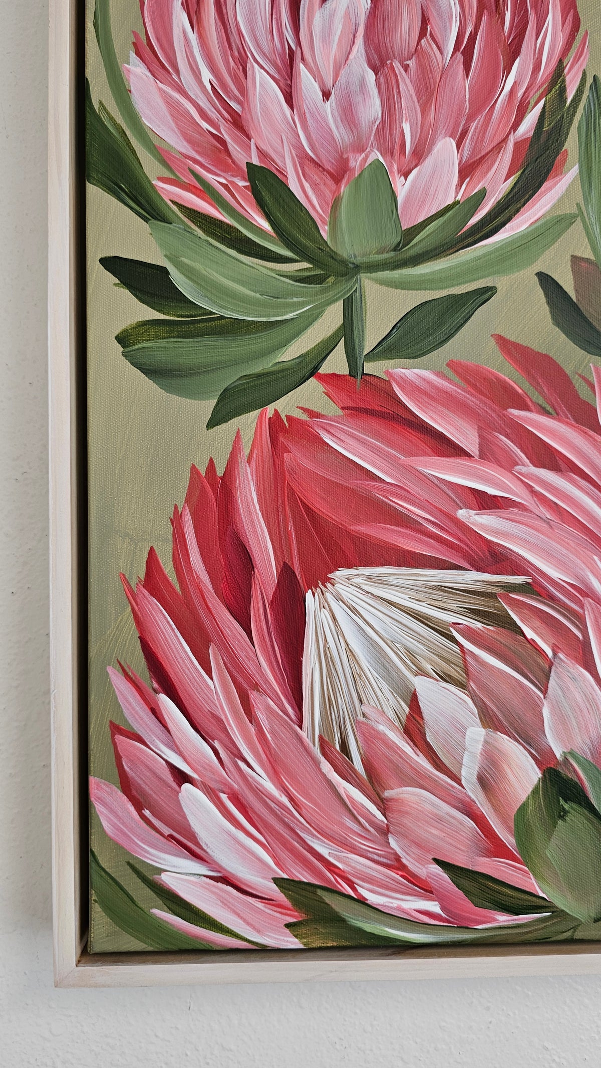 "Radiant" #6  Protea Flower Painting by Zoe White _ Acrylic on canvas