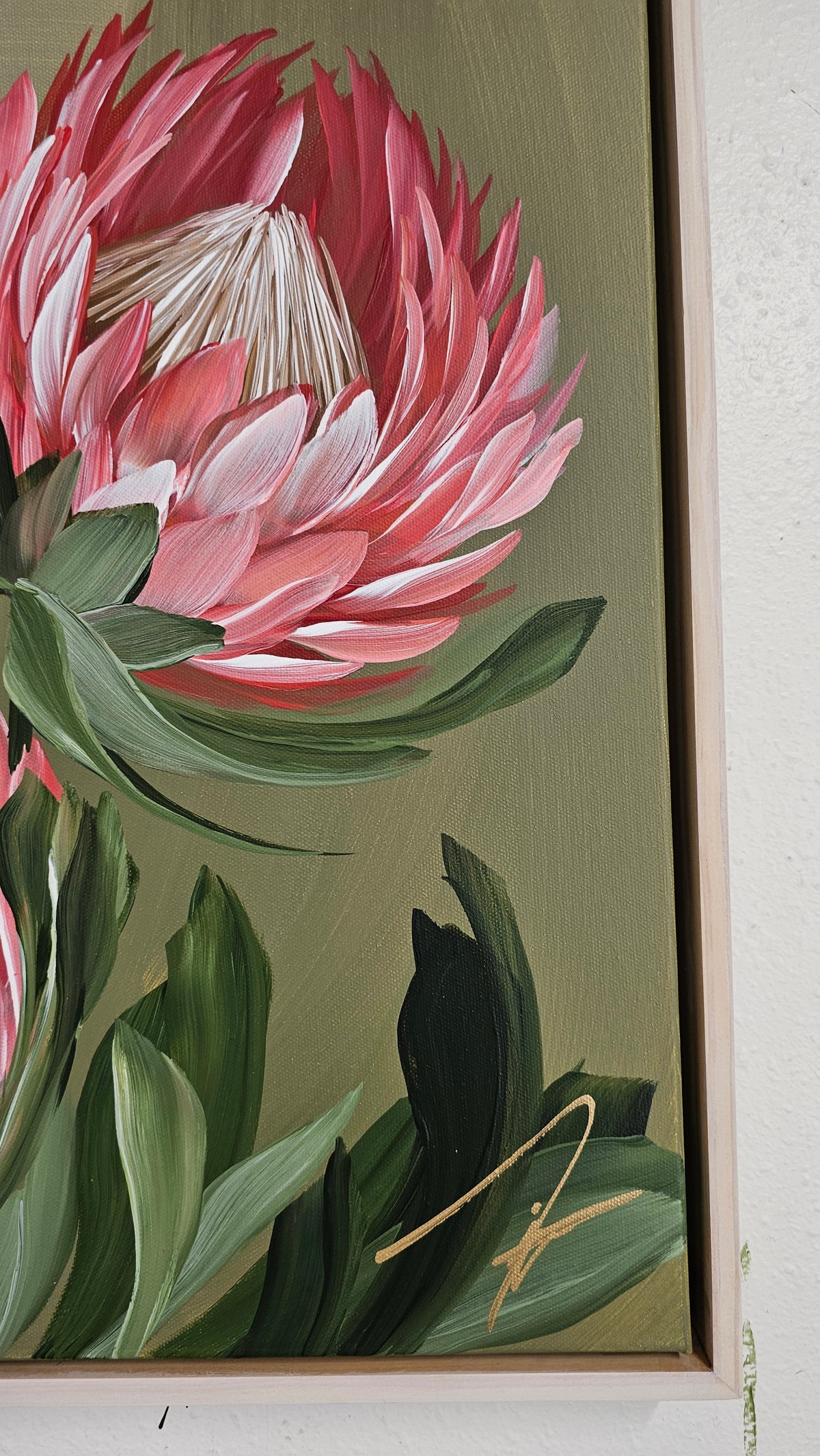 "Radiant" #6  Protea Flower Painting by Zoe White _ Acrylic on canvas