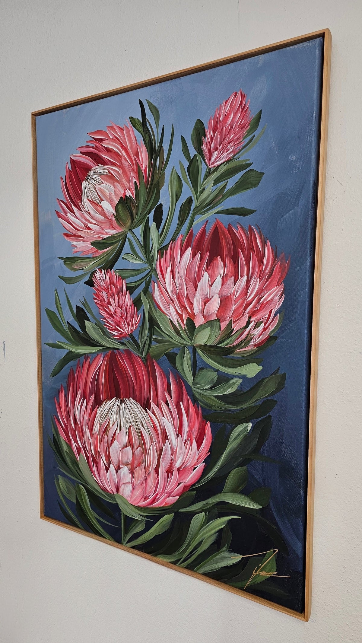 "Radiant" #8_ Protea Flower Painting by Zoe White _ Acrylic on canvas