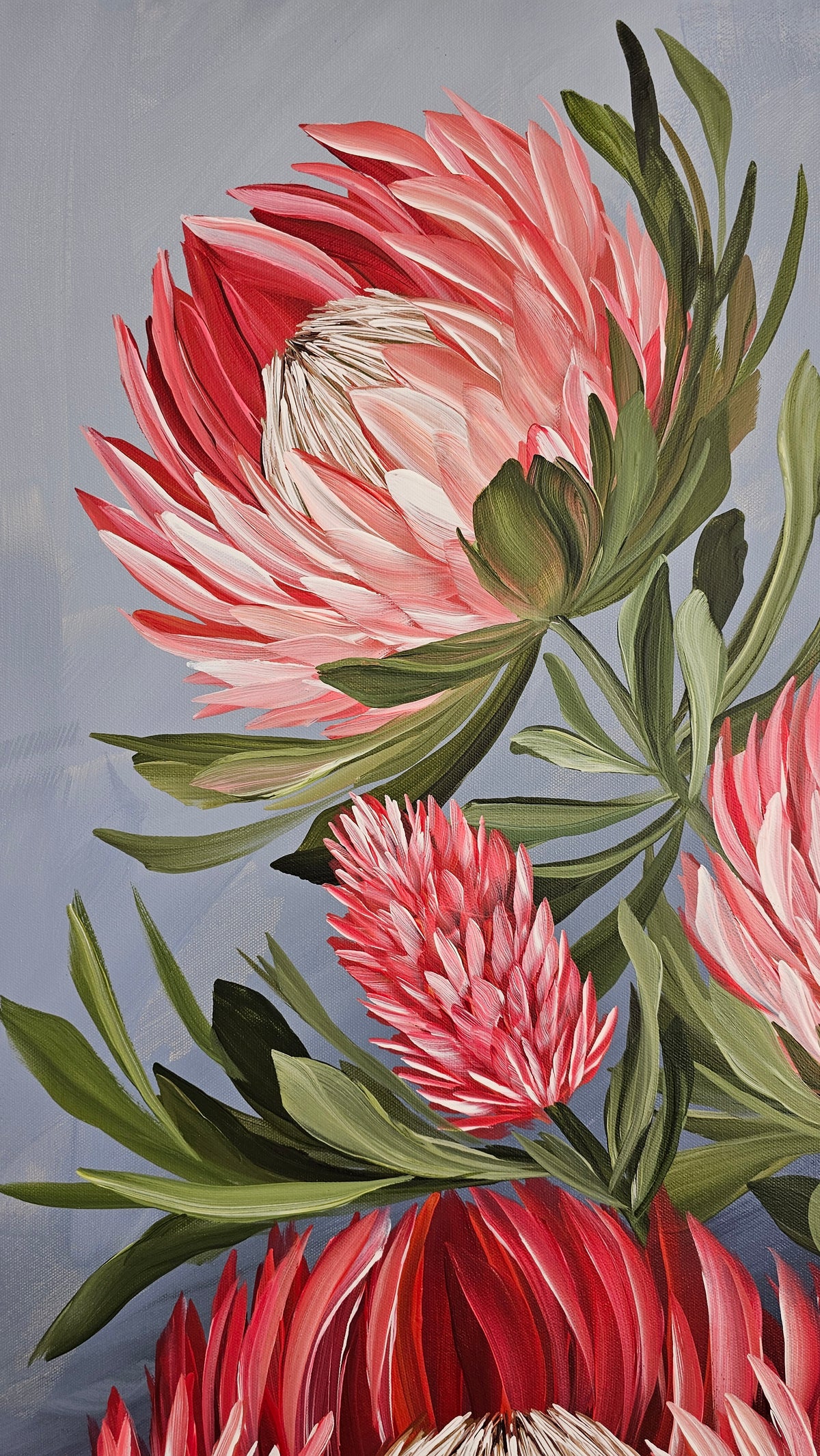 "Radiant" #8_ Protea Flower Painting by Zoe White _ Acrylic on canvas