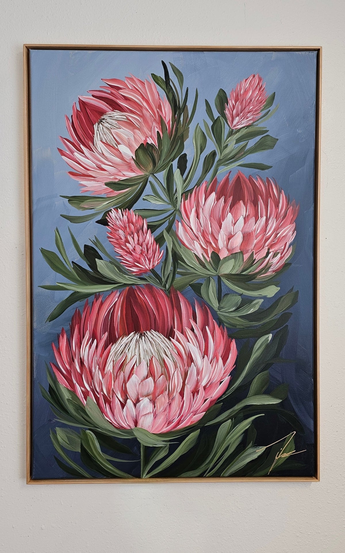 "Radiant" #8_ Protea Flower Painting by Zoe White _ Acrylic on canvas