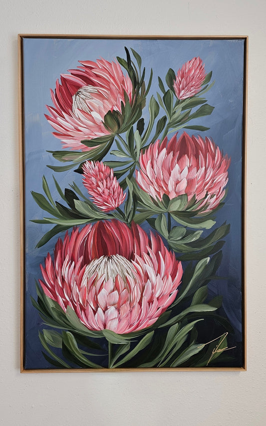 "Radiant" #8_ Protea Flower Painting by Zoe White _ Acrylic on canvas