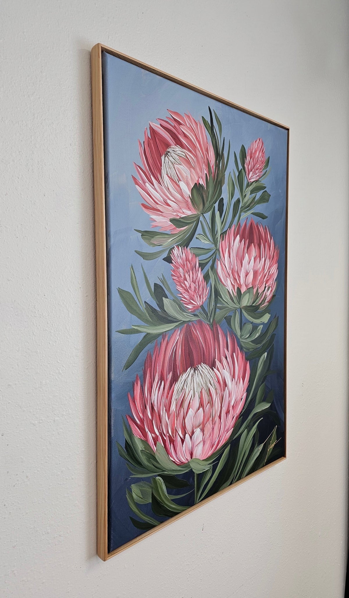 "Radiant" #8_ Protea Flower Painting by Zoe White _ Acrylic on canvas