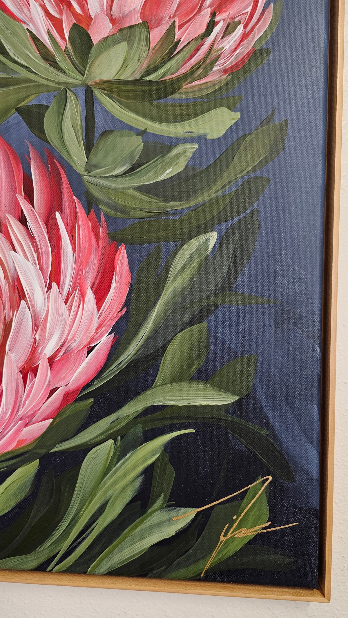 "Radiant" #8_ Protea Flower Painting by Zoe White _ Acrylic on canvas