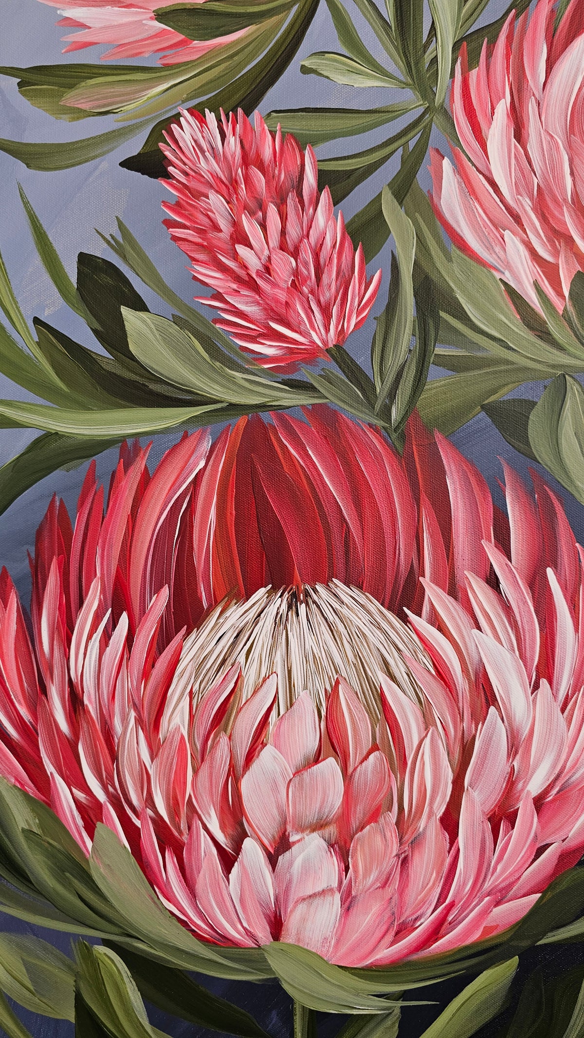 "Radiant" #8_ Protea Flower Painting by Zoe White _ Acrylic on canvas