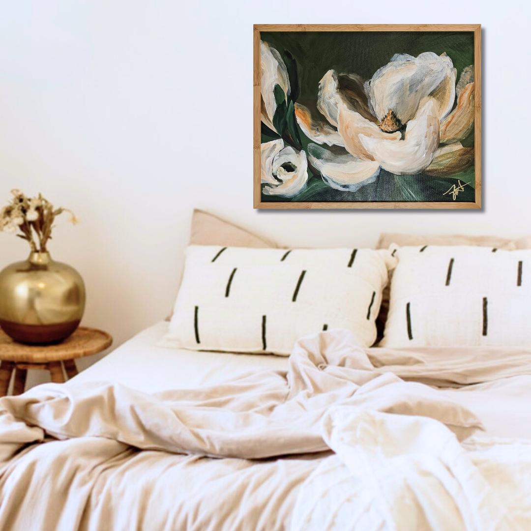 Sweet Moments Collection#3 _ Magnolia Flower Painting by Zoe White _ Acrylic on canvas