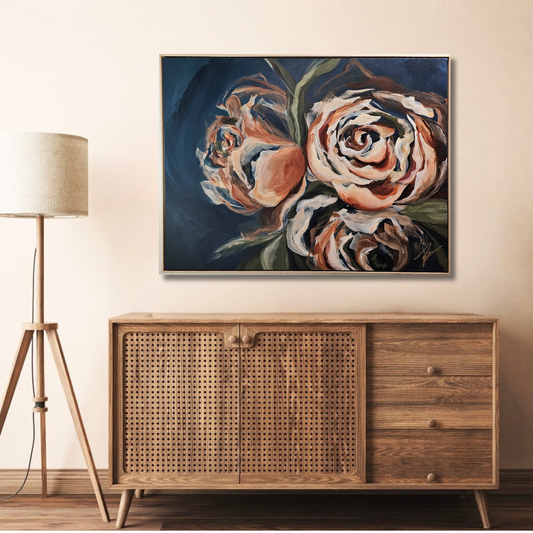 The Heritage Collection #12 Rose Flower Painting by Zoe White _ Acrylic on canvas